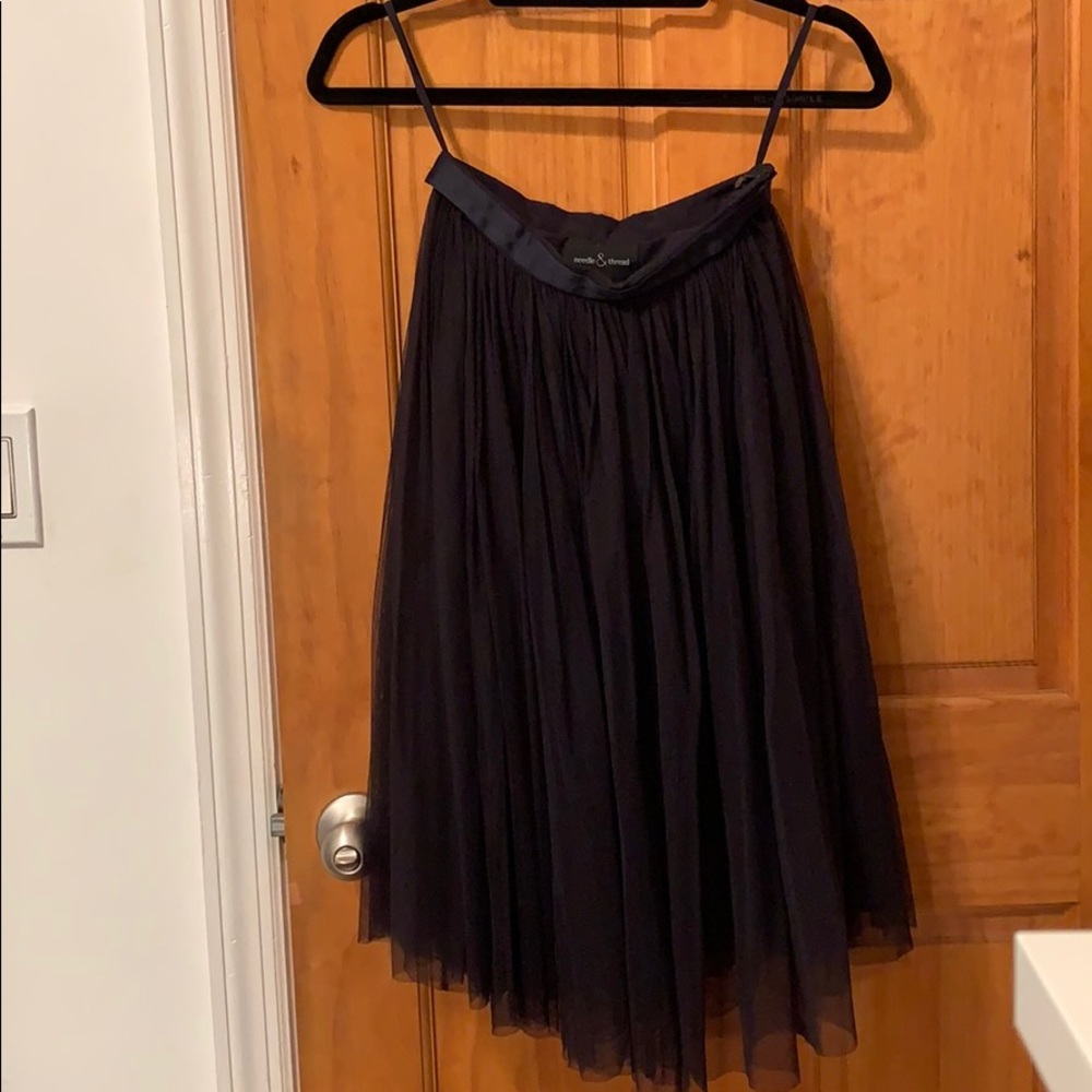 Navy blue mid length rule skirt